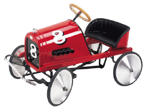 Pedal Cars to suit all budgets from our starter Jalopy at 99, the fabulous mid value comet pedal car range, through to the fabulous TV character pedal cars such as Postman Pat, Noddy and Thomas the Tank Engine. Buy online or phone our dedicated order line for Pedal Cars on 01702 582545